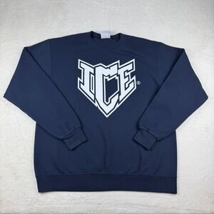 Champion ICE Allstars Crewneck Sweatshirt Mens L Navy Graphic Cheer Gym Pullover